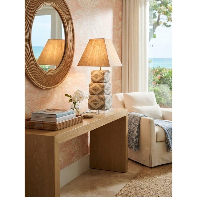 Vintage Bali Beaded Stacked Cube Table Lamp For Sale - Image 10 of 12