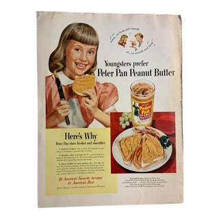 1953 Mid-Century Peter Pan Peanut Butter Ad For Sale