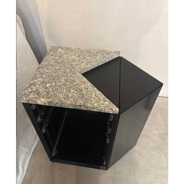 Black Large Lacquered Wood and Granite Desk, 1980 For Sale - Image 8 of 10