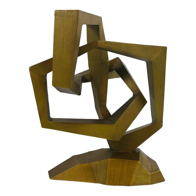 Made Goods Mid-Century Modern Style Aged Brass Ryland Sculpture For Sale