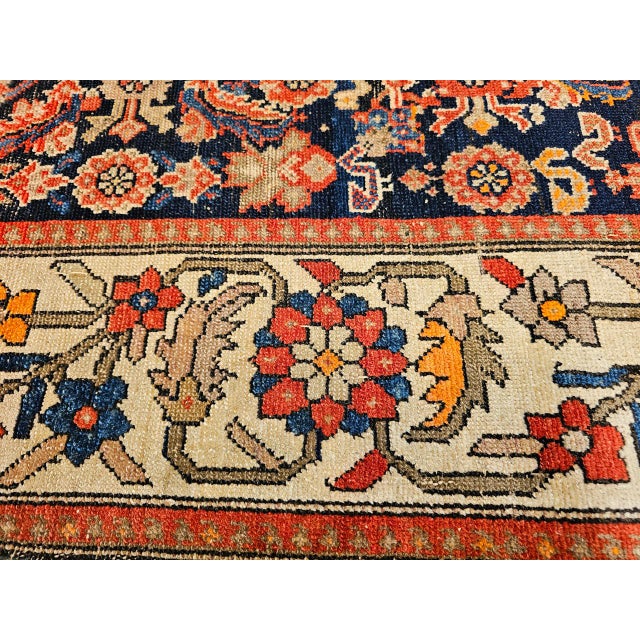 Antique Persian Malayer Area Rug, Hand-Knotted Wool, Geometric Pattern, 4x7, Navy & Ivory For Sale - Image 16 of 17