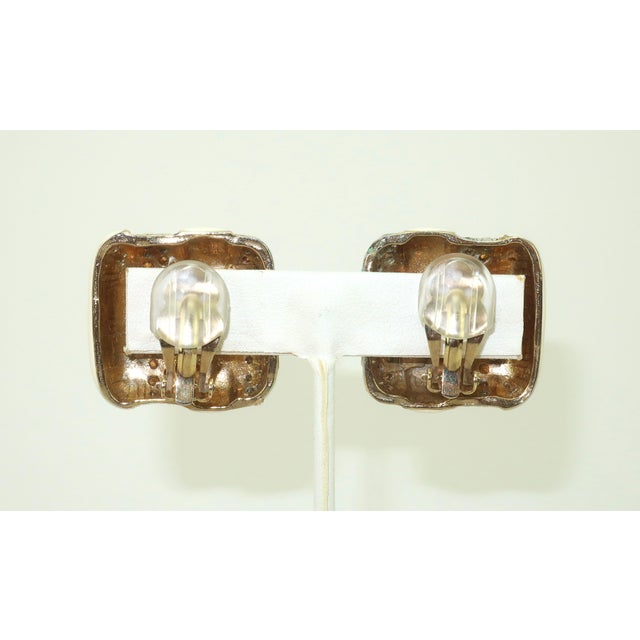 1980s Donald Stannard Enamel & Crystal Rhinestone Earrings, 1980's For Sale - Image 5 of 10