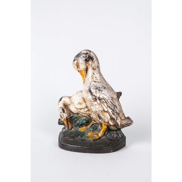 Cast Metal Ducks Doorstop, Decorative, Practical,, Original Paint, Vintage Collectable For Sale - Image 9 of 9