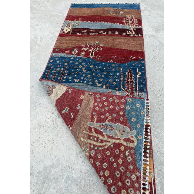 Burgundy Persian Style Gabbeh Rug Runner, 02'09 X 06'08 For Sale - Image 10 of 12