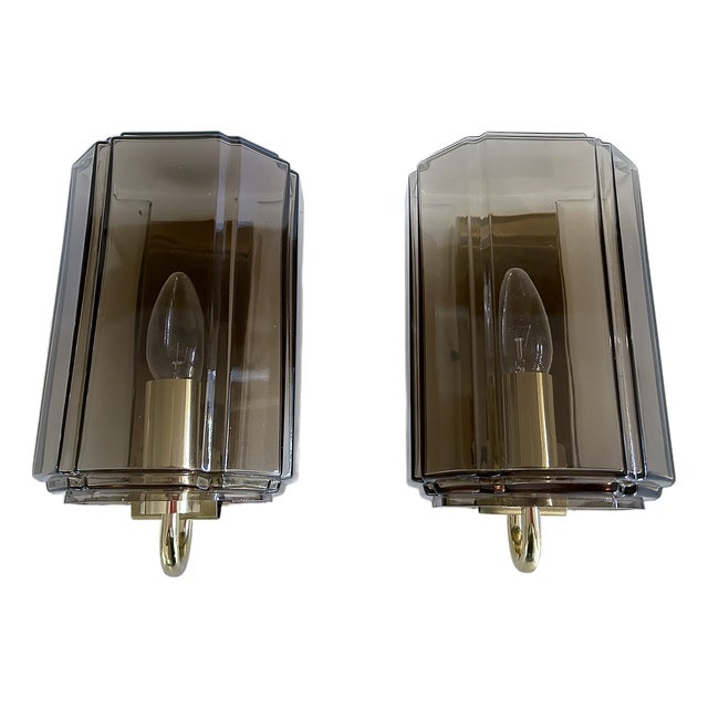 Vintage Glass Sconces from Glashütte Limburg, 1970s, Set of 2, Set of 2 For Sale