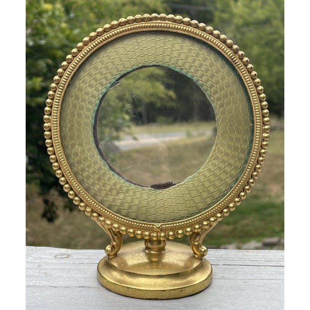 Paint Fine Antique Friedman Silver Co. Guilloche Enamel Gilt Picture Frame Art Deco For Sale - Image 7 of 15