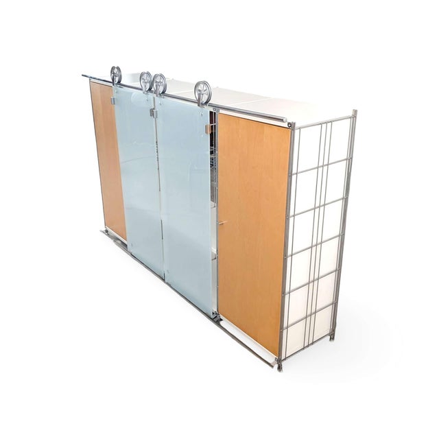 Vintage Postmodern Balton Sideboard in Metal Glass, 1980s For Sale - Image 4 of 12