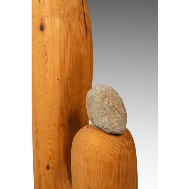 2-Piece Organic Modern Abstract Freestanding Sculpture in Solid Cypress & Stone by Mark Leblanc for Leblanc Studios, Usa, C. 2020s For Sale - Image 9 of 14
