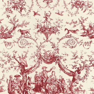 Schumacher Le Couronnement De La Rosiere Fabric in Rouge For Sale