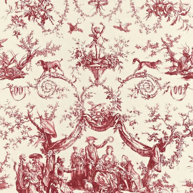 Schumacher Le Couronnement De La Rosiere Fabric in Rouge For Sale