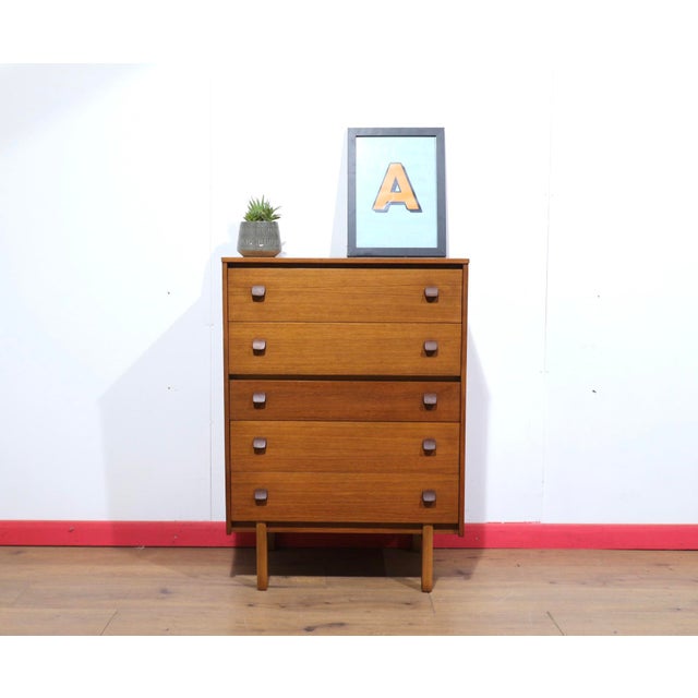 Mid Century Modern Vintage Teak British Dresser Drawers For Sale - Image 4 of 14