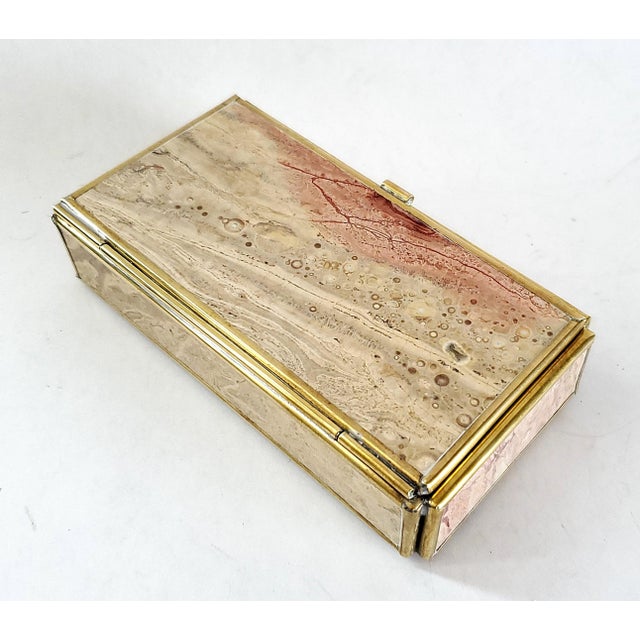 Beige Box Jewelry Semi-Precious Ryholite Stone 1950s For Sale - Image 8 of 11