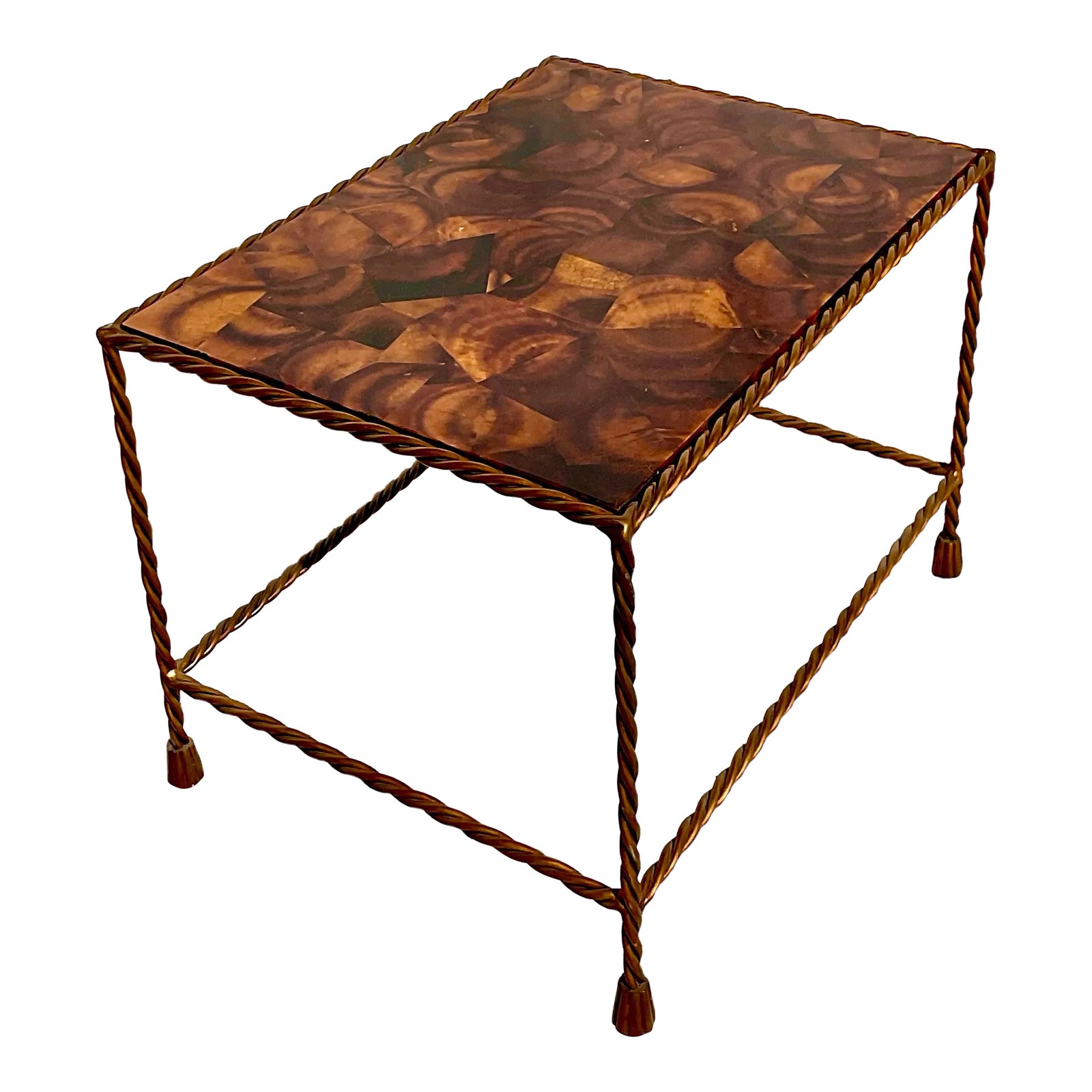 Late 20th Century Vintage Boho Tessellated Coconut Shell Coffee Table ...