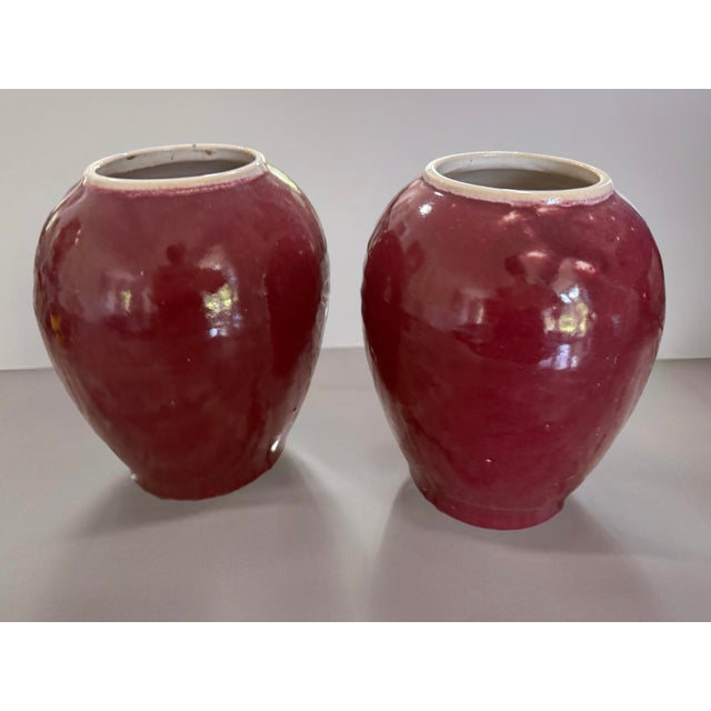 Chinoiserie Sang De Boeuf or Oxblood Vases, a Pair For Sale - Image 3 of 6