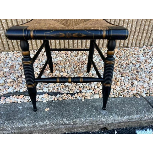Hitchcock Mid 20th Century Pair Vintage Hitchcock Rush Seat Side Chairs For Sale - Image 4 of 12