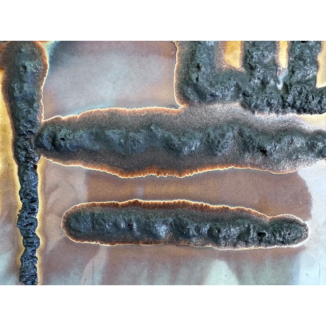 Brutalist Ceramic Art Tile Wall Sculpture or Relief with Abstract Motif, Germany, 1960s For Sale - Image 16 of 18