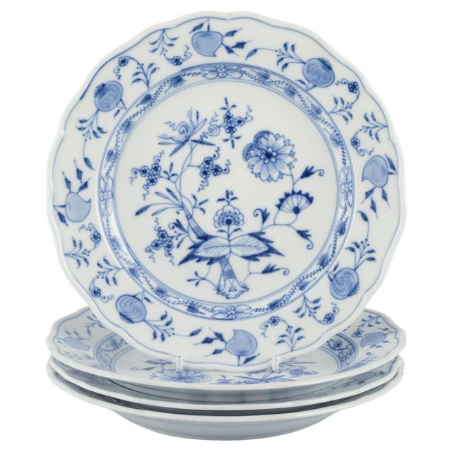 Blue Onion Patterned Porcelain Plates, Meissen, Germany, 1890s, Set of 4 For Sale - Image 10 of 10