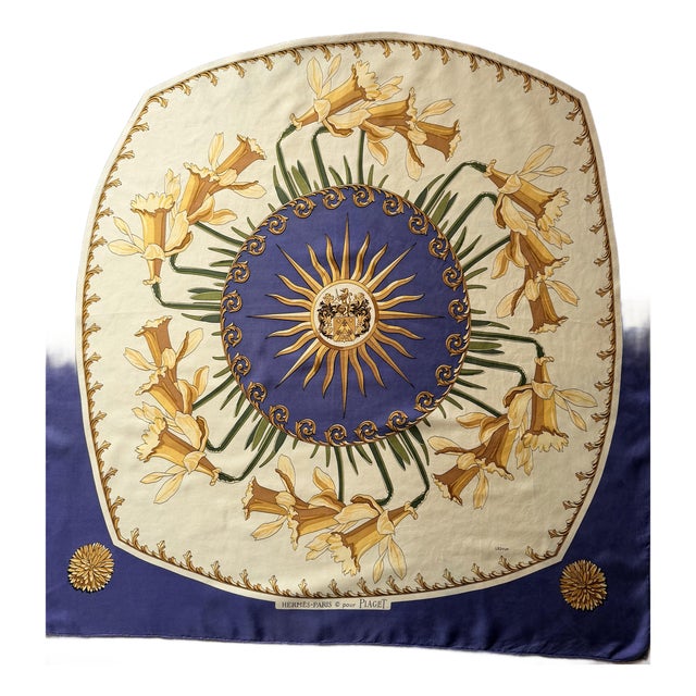 Hermès Daffodils 1999 Silk Scarf Designed by Philippe Ledoux For Sale