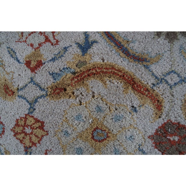 Woolmark Hand-Tufted Oriental Floral Eva Area Rug Beige Blue 5' X 8' For Sale - Image 12 of 13
