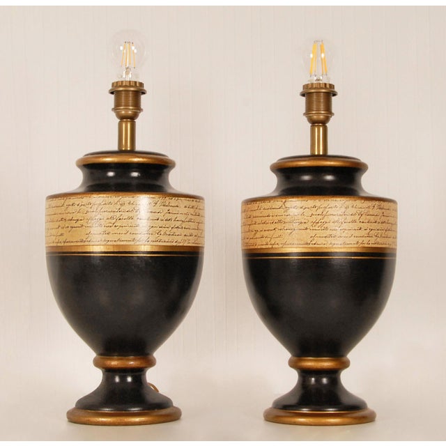 Vintage Mid Century French Baluster vase Ceramic Table Lamps French 1980s - a Pair Impressive and enchanting table lamps....