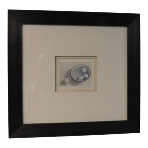 Vintage Silver Gelatin Print Tittle "Submerged" Depicting Eggs on Pottery Bowl
