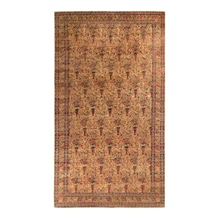 1910s Rare Antique Kerman Lavar Persian Rug With Floral Patterns, From Rug & Kilim For Sale