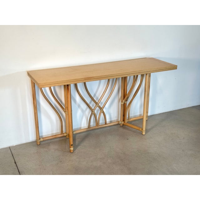 Mid-Century Modern Console Table in Wood and Bamboo from IG, 1970s For Sale - Image 3 of 16