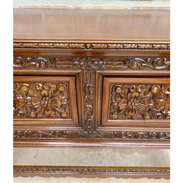 Spanish Console Table with Four Carved Drawers, 1930s For Sale - Image 12 of 18