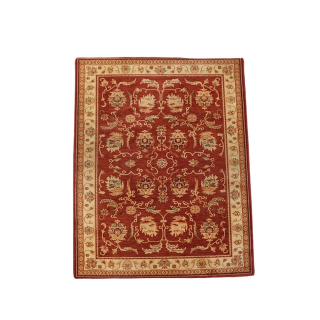 Textile Red & Yellow Sheep Wool Rug For Sale - Image 7 of 7