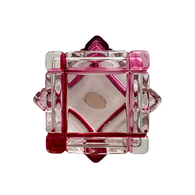Murano Vintage Murano Art Deco Style Ruby Flash Glass Trinket Box or Catchall For Sale - Image 4 of 8