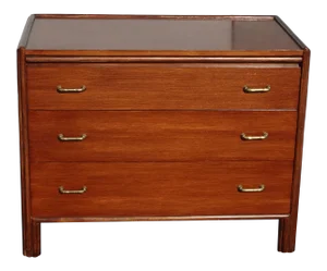 No. 2 Vintage Mid Century Modern McGuire Bachelors Check Dresser W Pull Out Shelf