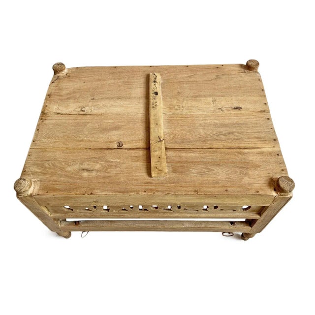 Tan Antique Carved Wood Jhula Box For Sale - Image 8 of 9