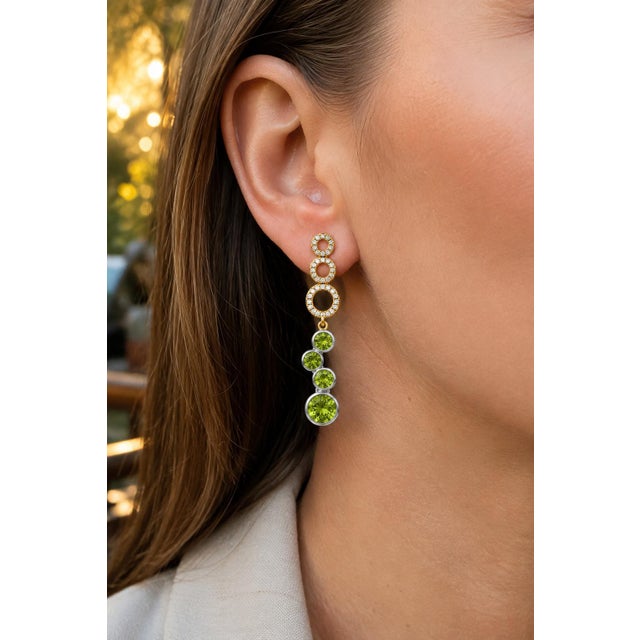 Contemporary Silver Peridot Earrings, Pair For Sale - Image 6 of 7
