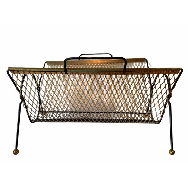 Mid-Century Modern Vintage Mid-Century Modern Metal Magazine Rack For Sale - Image 3 of 7
