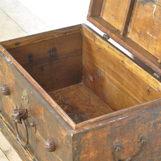 Wood Antique Japanese Wooden Chest, 1890 For Sale - Image 7 of 17