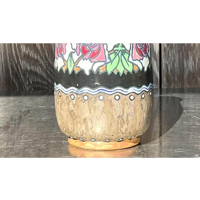 Vintage Charles Catteau for Boch Freres Keramis Hand Painted Vase For Sale - Image 10 of 12