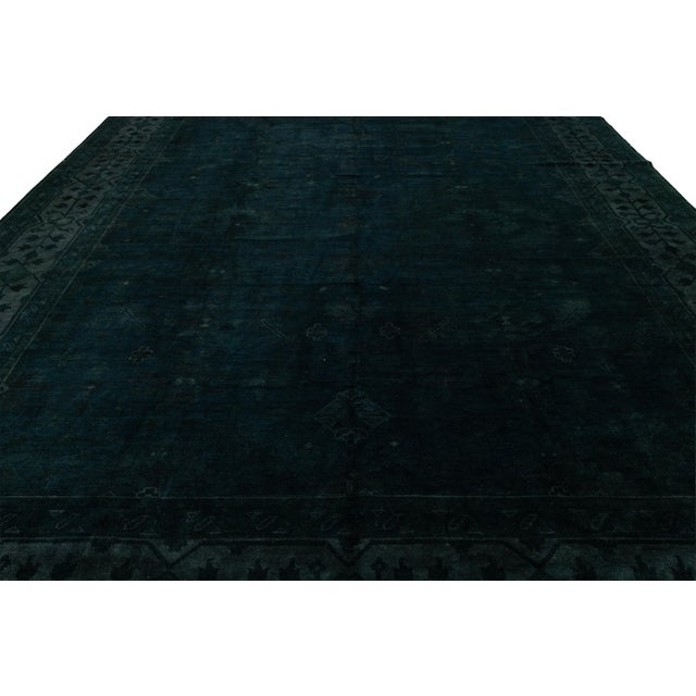 Contemporary Midnight Emerald Hand-Knotted Overdyed Wool Area Rug 12x15 For Sale - Image 9 of 12
