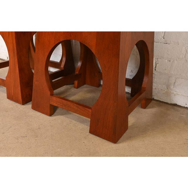Early 21st Century Roycroft Arts & Crafts Cherry Wood Tabourets by Stickley, Pair For Sale - Image 5 of 10