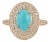 1.43ct Oval Turquoise Cabochon Double Halo Diamond 14k Gold Contemporary Ring Size 8 For Sale