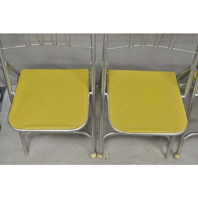 Metal Vintage Mid Century Modern Aluminum Folding Dining Chairs by Airlite - Set of 4 For Sale - Image 7 of 18