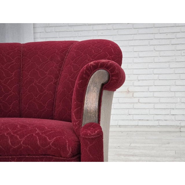 Gray Danish Armchair in Red and Light Grey Wool and Oak, 1950s For Sale - Image 8 of 18