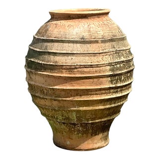 Vintage Monumental Patinated Terra Cotta Urn For Sale