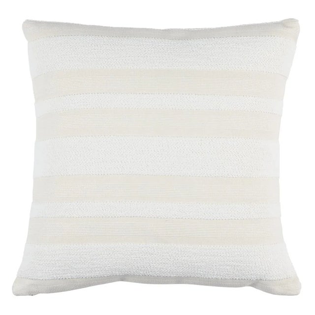 Contemporary Schumacher Ohara Stripe Indoor/Outdoor 22" Pillow in Ivory For Sale - Image 3 of 3