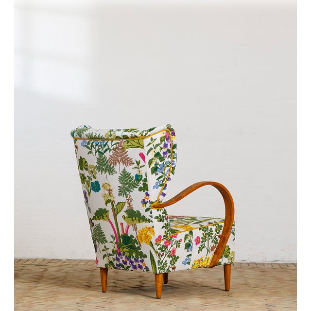 No. 913 Chair in Printed Upholstery by Gocken Jobs, 1940s For Sale - Image 3 of 5