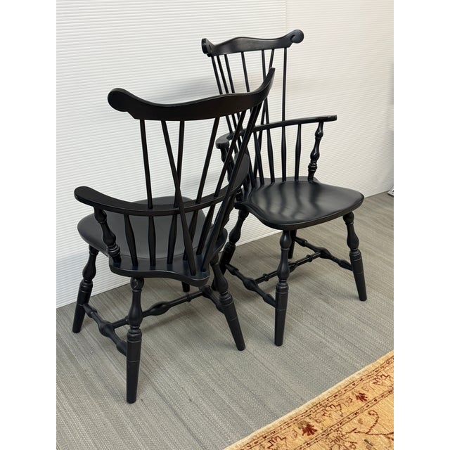 Black Nichols & Stone Vintage Tall-Back Windsor Armchairs, Pair For Sale - Image 8 of 12