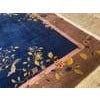 Textile 1920s Blue Navy Floral Modern Handknotted Antique Chinese Art Deco Rug 9' X 11'9" Wool Carpet For Sale - Image 7 of 9