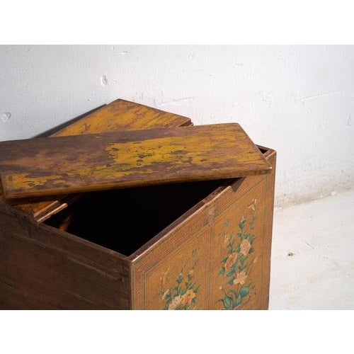 Antique Chinese Trunk Qing Dynasty Painted Pine Trunk For Sale - Image 5 of 10