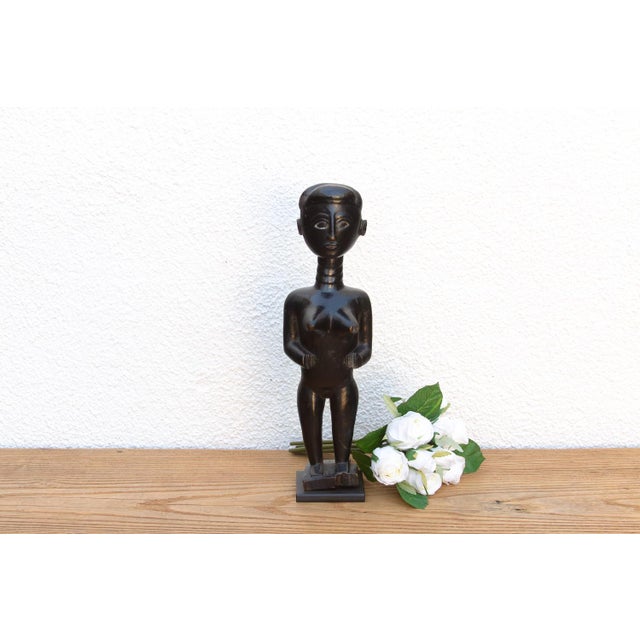 African Dark Patinated African Baule Female Figure For Sale - Image 3 of 8