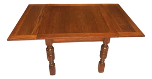 1930s Solid Oak/Mahogany Draw Leaf Dining Table With Two Extensions