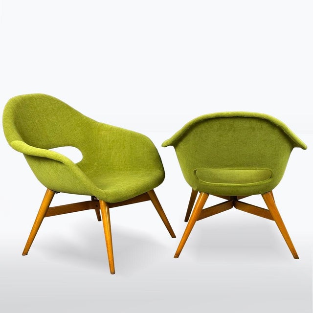 Mid-Century Modern Set of Mid-Century Modern Armchairs by Miroslav Navrátil, Czech Republic, 1950s For Sale - Image 3 of 11